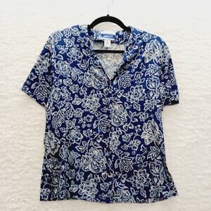 Blouse Size 8 Navy Pendleton Bloomcore Coquette Office Siren Artsy Cottagecore